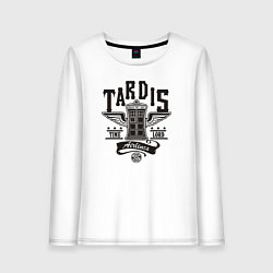 Лонгслив хлопковый женский Tardis time lord, цвет: белый