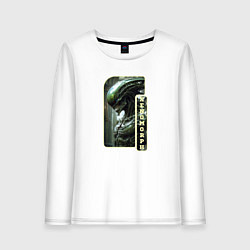 Лонгслив хлопковый женский Зелёный ксеноморф, цвет: белый