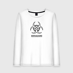 Лонгслив хлопковый женский Biohazard черно белый, цвет: белый