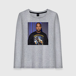 Лонгслив хлопковый женский Канье Уэст пивозавр, цвет: меланж