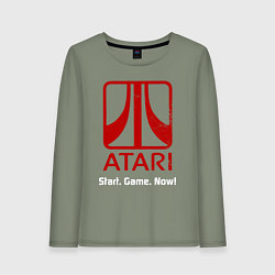 Лонгслив хлопковый женский Atari logo - start game now, цвет: авокадо