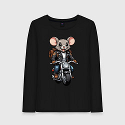 Лонгслив хлопковый женский Biker mice, цвет: черный