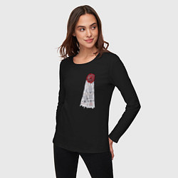 Лонгслив хлопковый женский Печать космодесантника, цвет: черный — фото 2