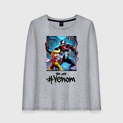 Лонгслив хлопковый женский Donald Trump and Venom - meme, цвет: меланж