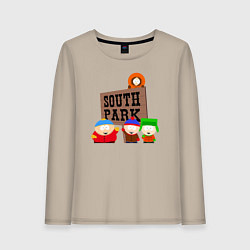 Лонгслив хлопковый женский Персонажи Южный парк, цвет: миндальный