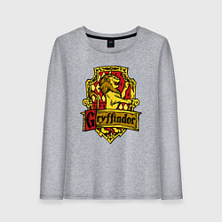 Лонгслив хлопковый женский Hogwarts - gryffindor logo, цвет: меланж