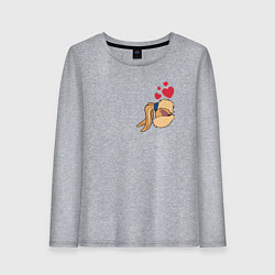 Лонгслив хлопковый женский Лола Банни поцелуй - парные зайцы, цвет: меланж