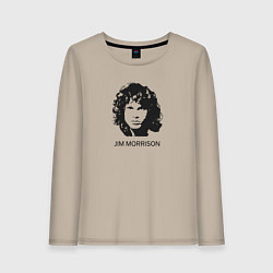 Лонгслив хлопковый женский Jim Morrison rock legend, цвет: миндальный