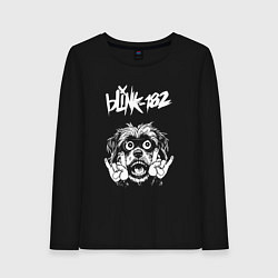Лонгслив хлопковый женский Blink 182 rock dog, цвет: черный