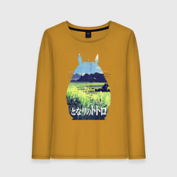 Лонгслив хлопковый женский Nature Totoro, цвет: горчичный