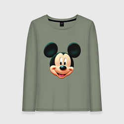 Лонгслив хлопковый женский Mickey mouse head, цвет: авокадо