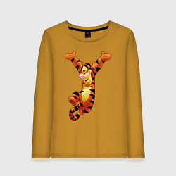 Лонгслив хлопковый женский Винни пух - Тигруля, цвет: горчичный