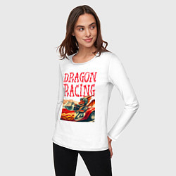 Лонгслив хлопковый женский Dragon cool racer - ai art, цвет: белый — фото 2