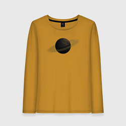 Лонгслив хлопковый женский Планета арт, коричневая с кольцом, цвет: горчичный