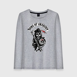 Лонгслив хлопковый женский Sons of anarchy - логотип, цвет: меланж