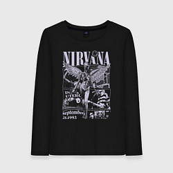 Лонгслив хлопковый женский Nirvana grunge, цвет: черный