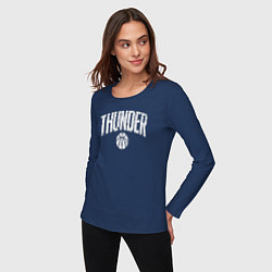 Лонгслив хлопковый женский Thunder, цвет: тёмно-синий — фото 2