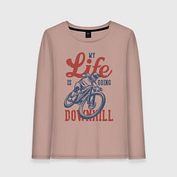 Лонгслив хлопковый женский My life is going downhill, цвет: пыльно-розовый