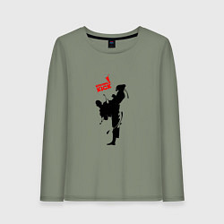 Лонгслив хлопковый женский Кикбоксинг атака, цвет: авокадо