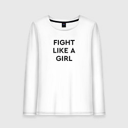 Лонгслив хлопковый женский Fight like a girl, цвет: белый