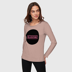 Лонгслив хлопковый женский Blackpink logotype - group of South Korea, цвет: пыльно-розовый — фото 2