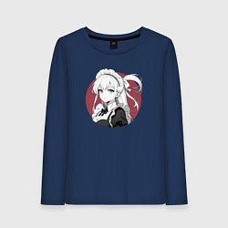 Лонгслив хлопковый женский Ретро горничная служанка, цвет: тёмно-синий