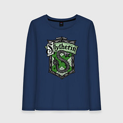 Лонгслив хлопковый женский Slytherin emblem, цвет: тёмно-синий