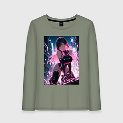 Лонгслив хлопковый женский Тифа Локхарт из Final Fantasy VII в стиле киберпан, цвет: авокадо