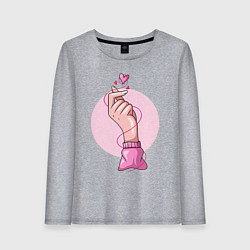 Лонгслив хлопковый женский Сердечко, цвет: меланж
