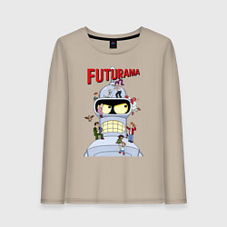 Лонгслив хлопковый женский Futurama all, цвет: миндальный