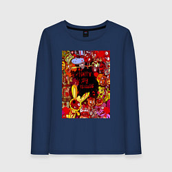 Лонгслив хлопковый женский Счастливые лесные друзья - мясо, цвет: тёмно-синий