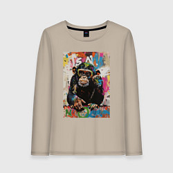 Лонгслив хлопковый женский Monkey color, цвет: миндальный