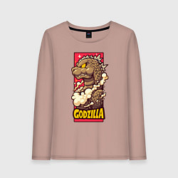 Лонгслив хлопковый женский Pink godzilla, цвет: пыльно-розовый