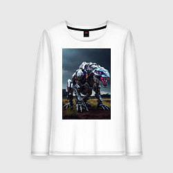Лонгслив хлопковый женский Робот в стиле Horizon, цвет: белый