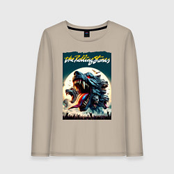 Лонгслив хлопковый женский Волки Роллинг Стоунз - фантазия, цвет: миндальный