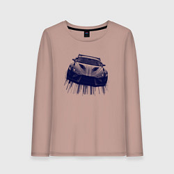Лонгслив хлопковый женский Спорткар в синих тонах, цвет: пыльно-розовый
