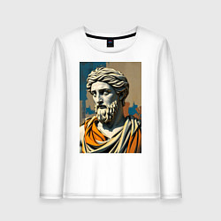 Лонгслив хлопковый женский Античная статуя в теплых тонах, цвет: белый