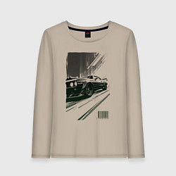 Лонгслив хлопковый женский Гоночный спорткар, цвет: миндальный