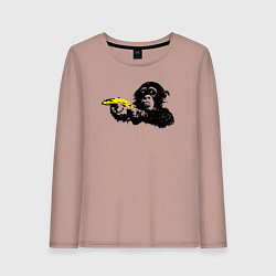 Лонгслив хлопковый женский Мартышка с бананом, цвет: пыльно-розовый