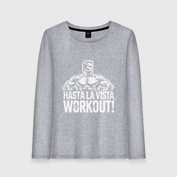 Лонгслив хлопковый женский Arnold - hasta la vista workout, цвет: меланж