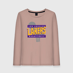 Лонгслив хлопковый женский Lakers basketball play, цвет: пыльно-розовый