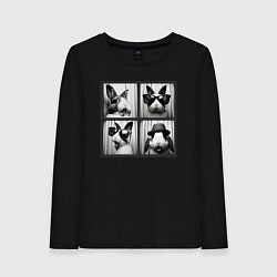Лонгслив хлопковый женский Кролик в фотобудке, цвет: черный