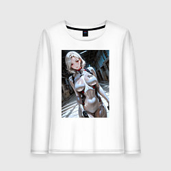 Лонгслив хлопковый женский Девушка-наемница, цвет: белый