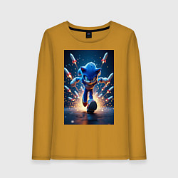 Лонгслив хлопковый женский Соник убегает от ракет, цвет: горчичный