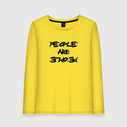 Лонгслив хлопковый женский Depeche Mode - people are people font, цвет: желтый
