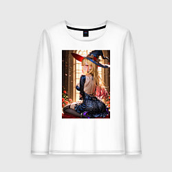 Лонгслив хлопковый женский Марин Китагава косплеит ведьмочку, цвет: белый