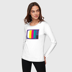 Лонгслив хлопковый женский Ретро телевизор, цвет: белый — фото 2