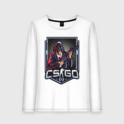 Лонгслив хлопковый женский Counter-Strike - спецназовец в противогазе, цвет: белый