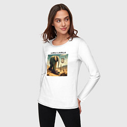 Лонгслив хлопковый женский Lirili larili - elephant - brainrot meme, цвет: белый — фото 2
