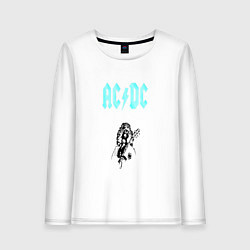 Лонгслив хлопковый женский AcDc Angus Young, цвет: белый